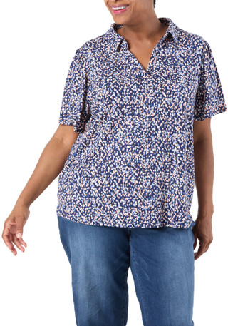Thumbnail 1: STELLA + GINGER Women's Plus Short Sleeve Top 