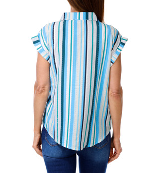 Thumbnail 2: Sapphire Women's Studded Stripe Print Top  