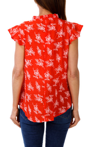 Thumbnail 4: Kate Park Women's Petite Floral Print Ruffled Top  
