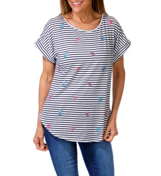 Thumbnail 1: AMANA Women's Stripe Print Flip Flop Top  