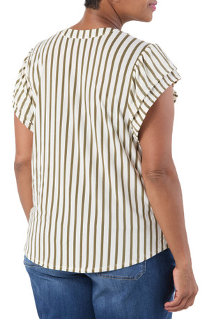 Thumbnail 2: Cure Women's Plus Short Sleeve Striped Top 