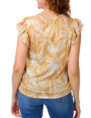 Thumbnail 2: Chenault Women's Ruffle Sleeve Palm Tree Top 