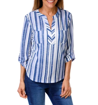 Thumbnail 1: Joie De Vivre Women's Stripe Print Top  
