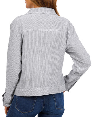 Thumbnail 2: Dash Women's Striped Linen Lightweight Jacket 