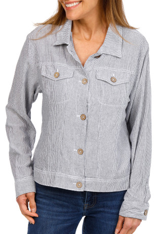 Thumbnail 1: Dash Women's Striped Linen Lightweight Jacket 