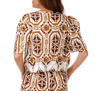 Thumbnail 2: MELLODAY Women's Print Button Up Tie Front Top 
