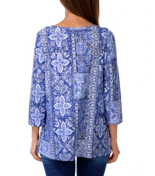 Thumbnail 2: Emily Daniels Women's Paisley Metallic Print Top  