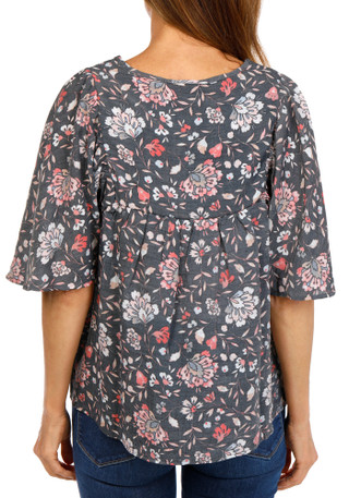 Thumbnail 2: Palm Rio Women's Short Flutter Sleeve Peasant Top 
