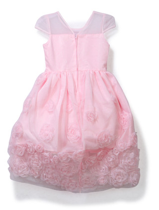 Thumbnail 2: Nanette Girls Shimmer Lace Rose Overlay Dress w/Jeweled Waist 