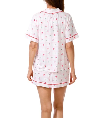 Thumbnail 4: JACLYN Women's 2 Pc Fruit Print Pajama Shorts Set 