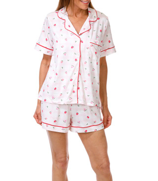 Thumbnail 1: JACLYN Women's 2 Pc Fruit Print Pajama Shorts Set 