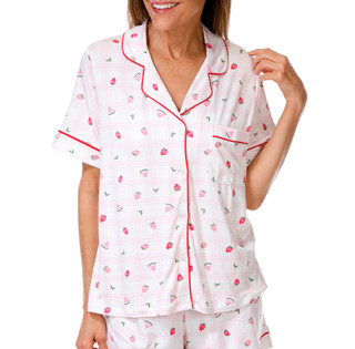 Thumbnail 3: JACLYN Women's 2 Pc Fruit Print Pajama Shorts Set 