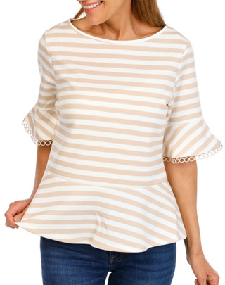 Thumbnail 1: Cupio Women's Striped Peplum Top 