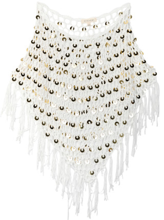 Thumbnail 1: Pie In The Sky Juniors Gold Embellished Tasseled Poncho 