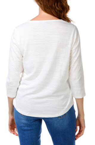 Thumbnail 2: Thomas & Olivia Women's 3/4 Sleeve Crochet V-Neck Top 