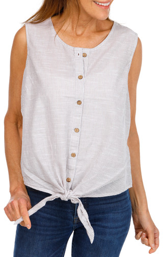 Thumbnail 1: Dash Women's Striped Button Down Tank Top 