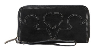 Thumbnail 1: Embroidered Heart & Yoke Wallet w/Wristlet Strap 