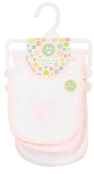 Thumbnail 1: Little Me Baby Girls 3 Pc Bib & Burp Set 