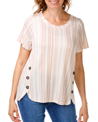 Thumbnail 1: Blue Mood Women's Short Sleeve Striped Top 