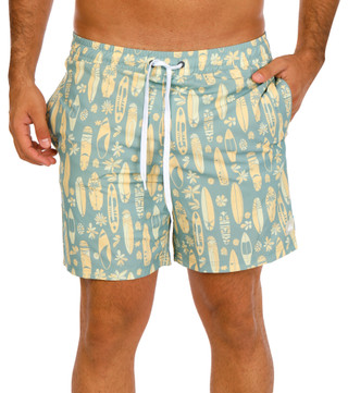 Thumbnail 1: QUICKSILVER WATERMAN Men's Surfboard Print Swim Shorts 