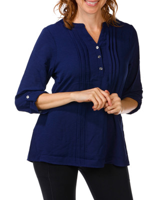 Thumbnail 1: PerSeption Concept Women's Solid Pleated Top 