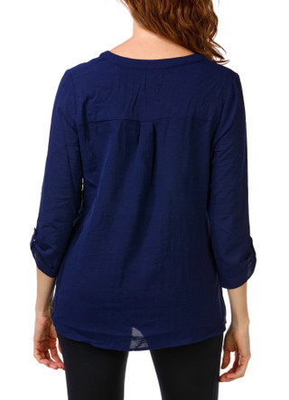 Thumbnail 2: PerSeption Concept Women's Solid Pleated Top 