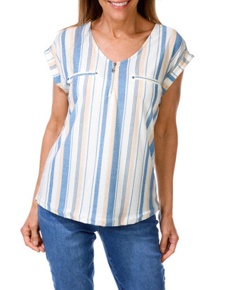 Thumbnail 1: Vintage Rose Women's Stripe Print Top  