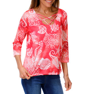 Thumbnail 1: Onque Casual Women's Coastal Shell Print Top  