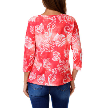 Thumbnail 2: Onque Casual Women's Coastal Shell Print Top  