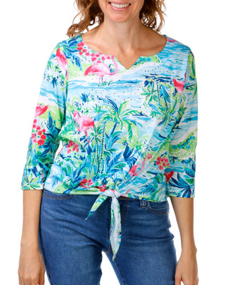 Thumbnail 1: Onque Women's Floral Rhinestone Tie Front Top 