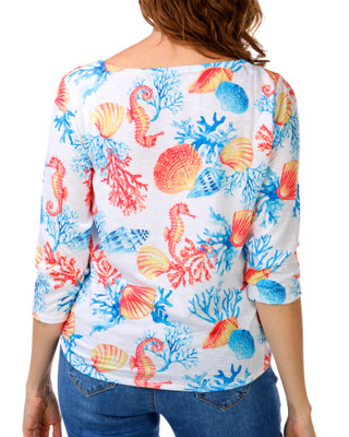 Thumbnail 2: Onque Women's Tropical Rhinestone Tie Front Top 