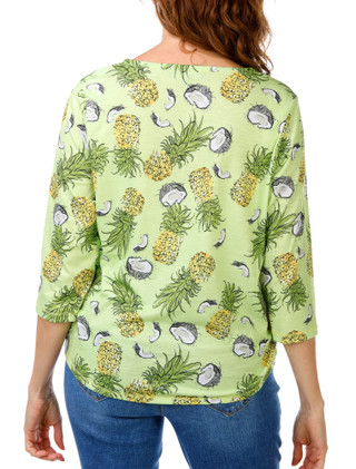 Thumbnail 2: Onque Women's Pineapple Rhinestone Front Tie Top 