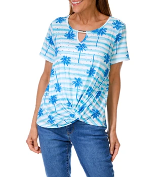 Thumbnail 1: Onque Casual Women's Tropical Print Top 