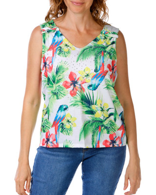 Thumbnail 1: Onque Women's Tropical Rhinestone Top 