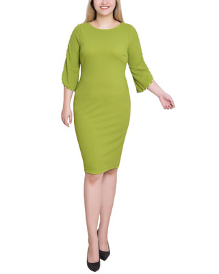 Thumbnail 1: Ny Collection NY Collection Petite Solid Pearl Detail Petal Sleeve Dress 