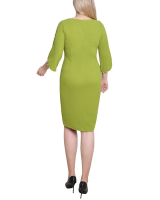 Thumbnail 2: Ny Collection NY Collection Petite Solid Pearl Detail Petal Sleeve Dress 