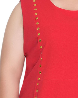 Thumbnail 4: Ny Collection NY Collection Plus Solid Sleeveless Stud Front Dress 