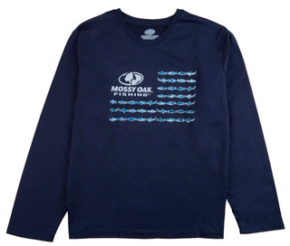 Thumbnail 1: Mossy Oak Men's Long Sleeve Fish Flag Outdoor Shirt 