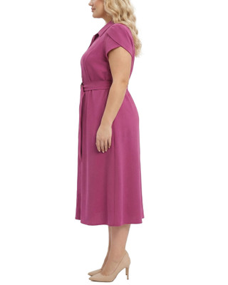 Thumbnail 2: Ny Collection Plus Solid Belted Scuba Crepe Midi Dress 