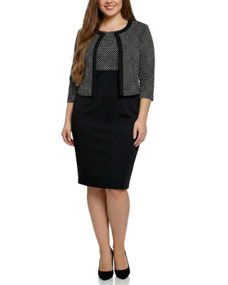 Thumbnail 1: Ny Collection Plus  2 Pc. Sheath Dress & Textured Cropped Jacket Set 