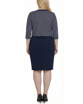 Thumbnail 8: Ny Collection Plus  2 Pc. Sheath Dress & Textured Cropped Jacket Set 