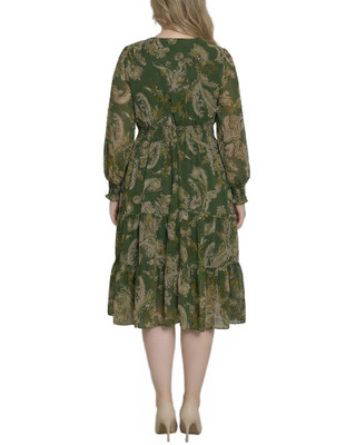 Thumbnail 2: Ny Collection Plus Chiffon Smocked Waist Tiered Dress 