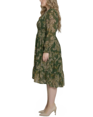 Thumbnail 4: Ny Collection Plus Chiffon Smocked Waist Tiered Dress 
