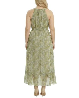 Thumbnail 4: Ny Collection Plus Chiffon Grecian Halter Neckline Maxi Dress 