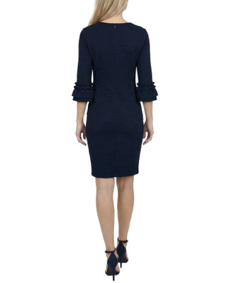 Thumbnail 2: Ny Collection Women's Solid Textured Knit  Ruffle Tier Sleeve Dress 