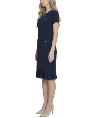 Thumbnail 3: Ny Collection Women's Solid Pleat Hem Short Sleeve Dress 