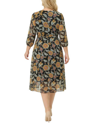 Thumbnail 2: Ny Collection Plus Chiffon Handkerchief Hem Midi Dress 