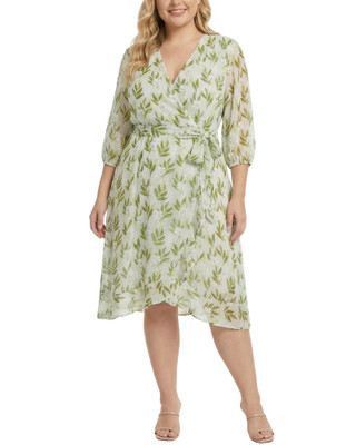 Thumbnail 1: Ny Collection Plus Chiffon Handkerchief Hem Midi Dress 