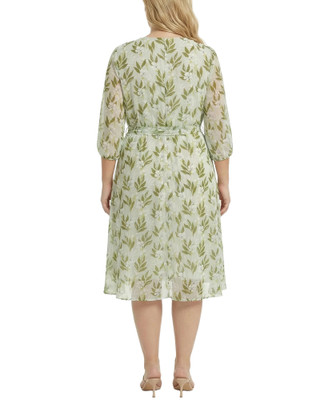 Thumbnail 3: Ny Collection Plus Chiffon Handkerchief Hem Midi Dress 