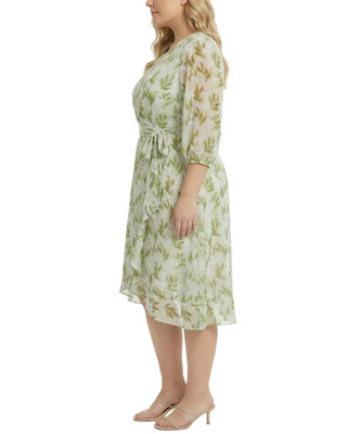 Thumbnail 4: Ny Collection Plus Chiffon Handkerchief Hem Midi Dress 